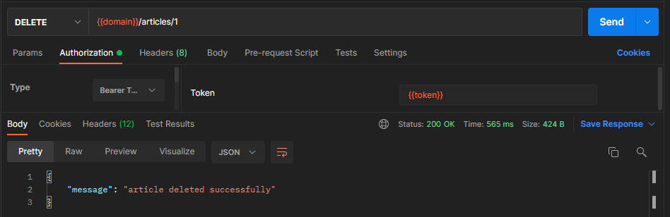 laravel sanctum - delete data